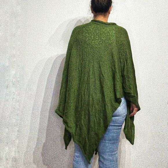 Flax Green Mohair Blend Poncho Sweater Sz M - Picture 9 of 11